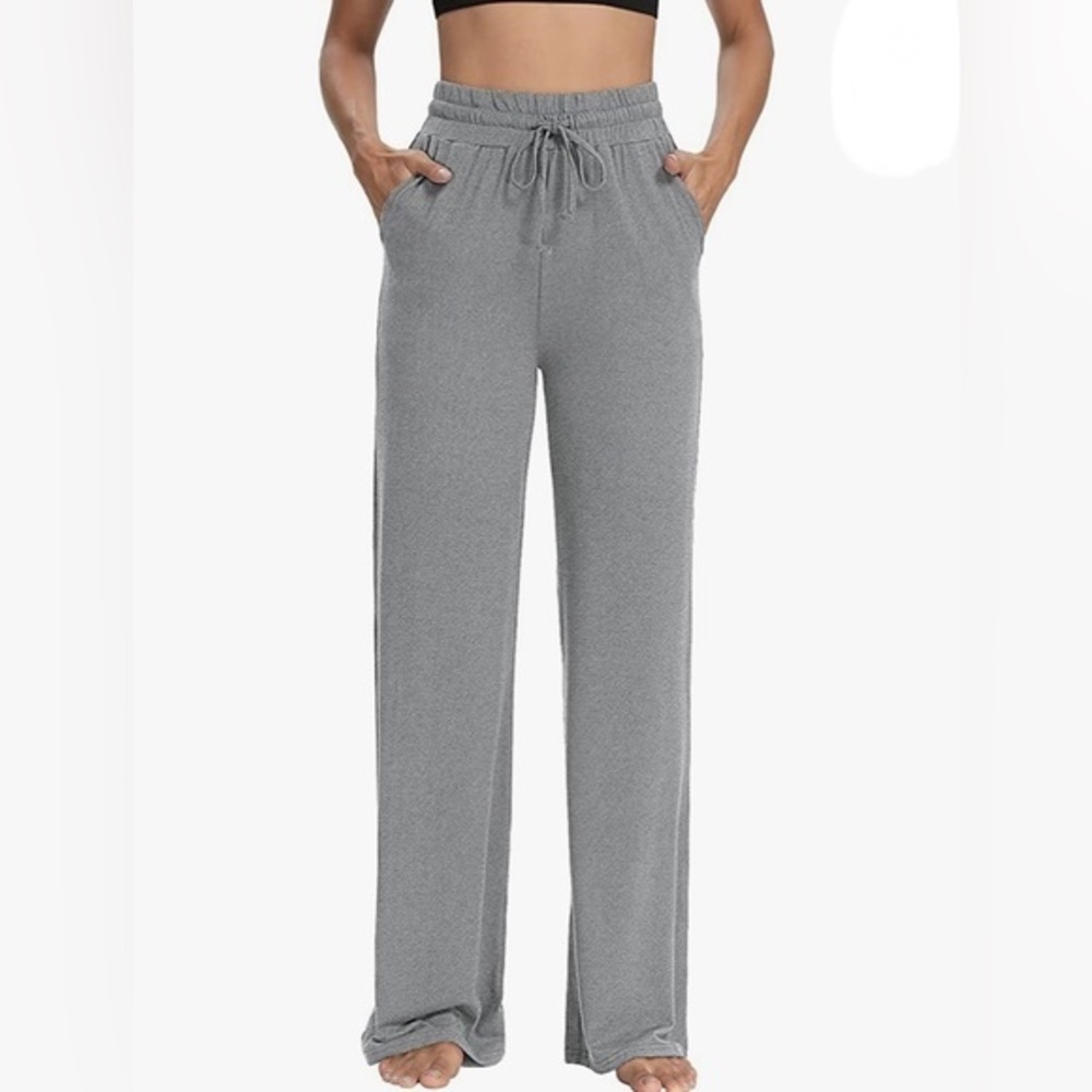 Sarin Mathews NWT wide leg drawstring yoga lounge pants heather grey medium‎